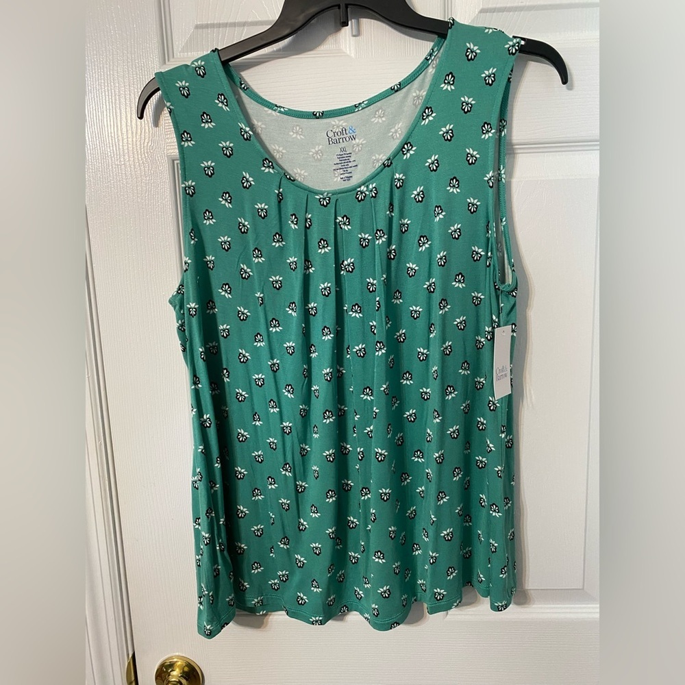 Croft & Barrow Teal Floral Tank Top XXL NWT